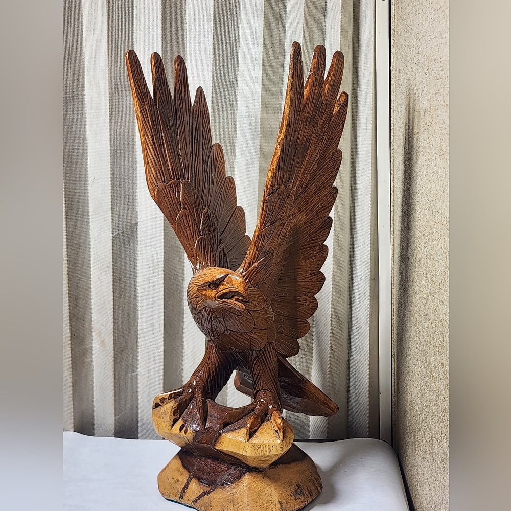 Handcrafted Wooden Eagle Sculpture